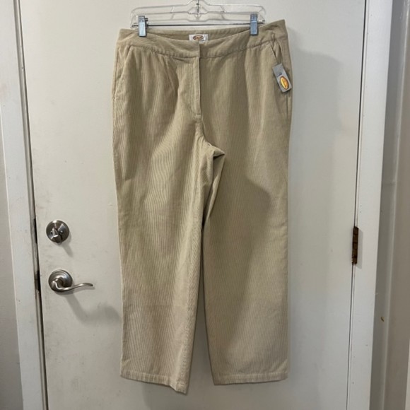 TALBOTS Women Petites Beige Corduroy Stretch Pants Size 12W With Tags - Picture 3 of 9